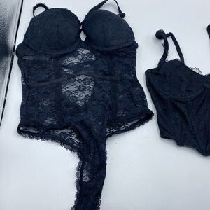 Lace Detailed Bodysuit Lingerie And Corset Romantic Badie Small Set